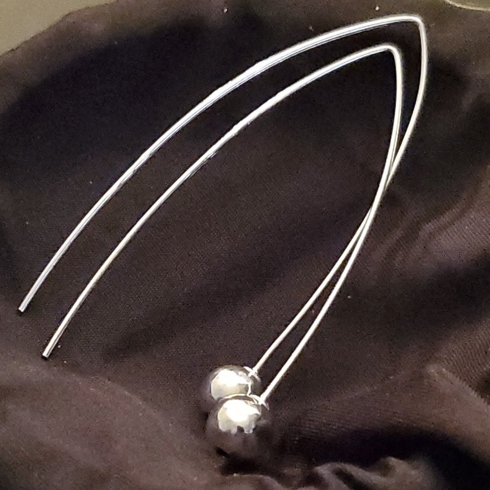 Vintage Dyadema Italy 925 silver handmade 2 1/4" wire drop earrings